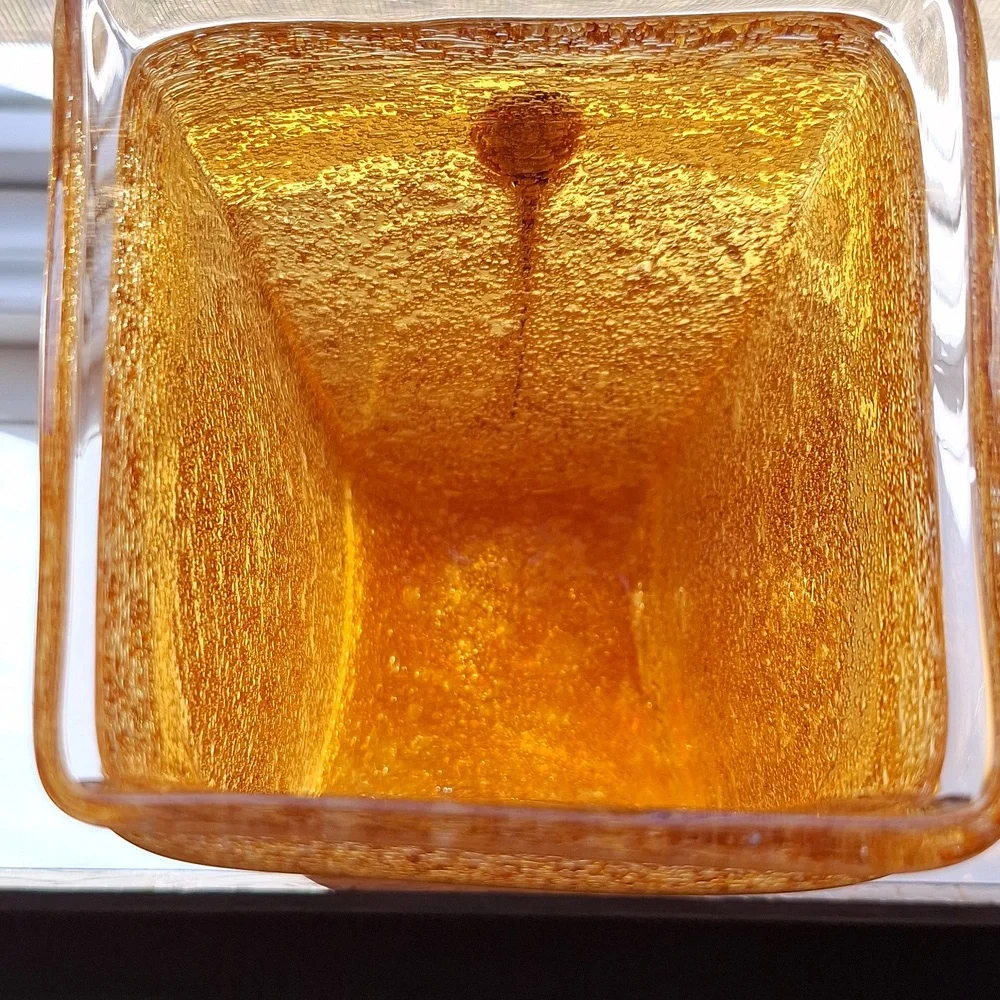 #ADI Art glass vase Amber in colour - Picture 3 of 5